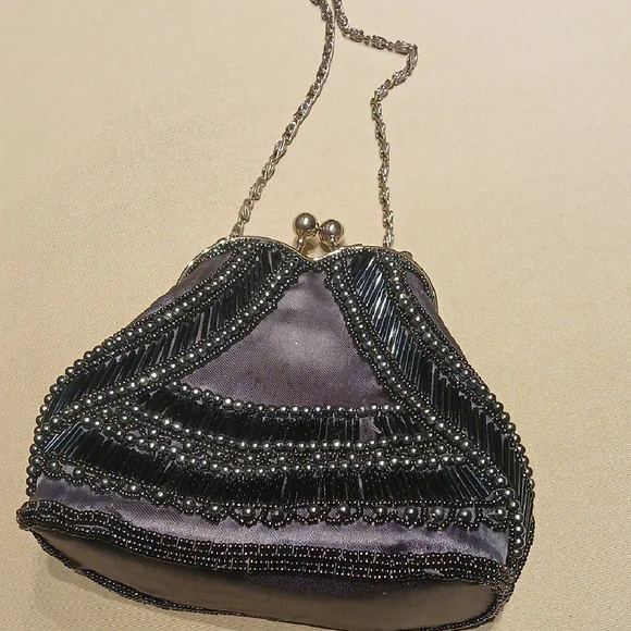 Buoux Terner Mini Grey Beaded Evening Bag - Picture 1 of 8